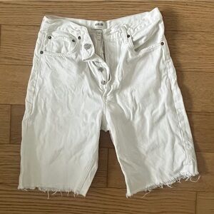 Agolde cut off white denim shorts